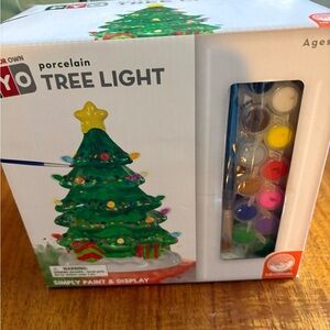 PYO Paint-Your-Own Porcelain Tree Light Kit - Green 8 1/2” With Lights